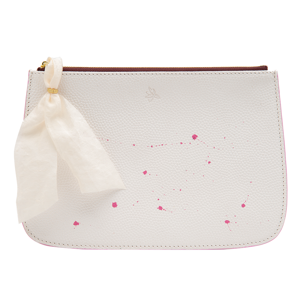 White with Pink Accents Clutch