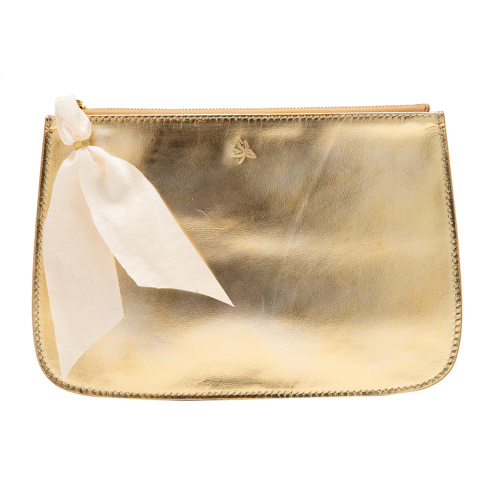 Gold Leather Clutch