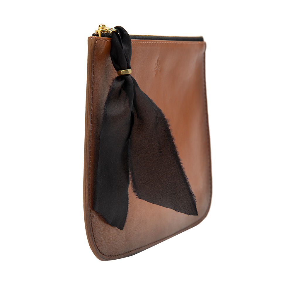 Brown Hand Burnished Clutch