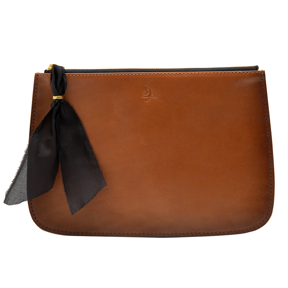 Brown Hand Burnished Clutch