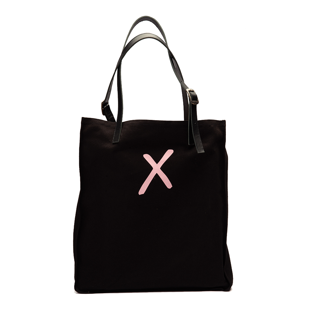 Black Canvas Tote - Pink X