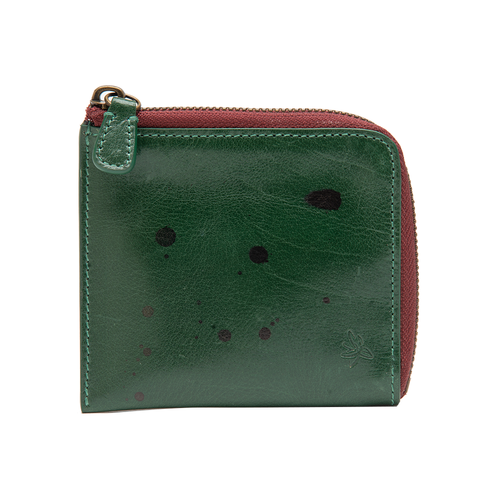 Green with Black Accents Zip Wallet