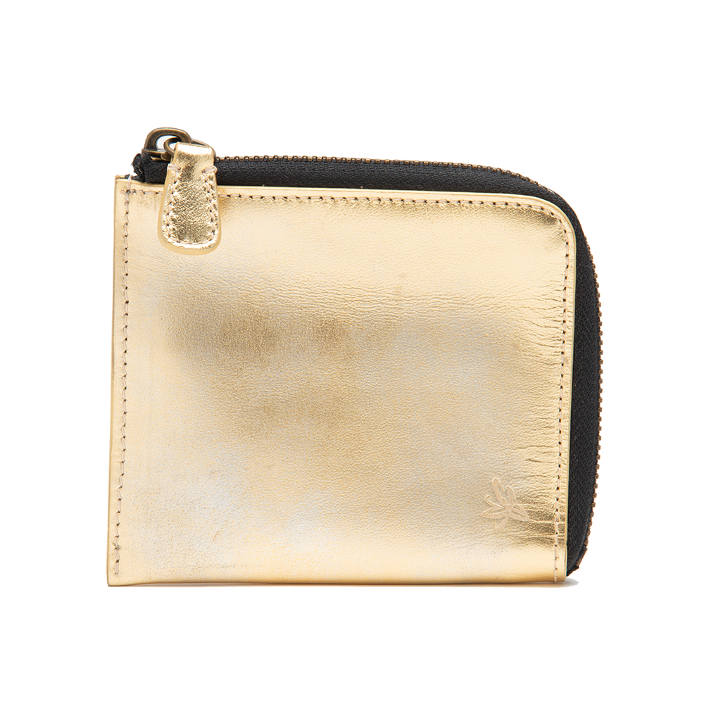 Gold Hand Distressed Zip Wallet