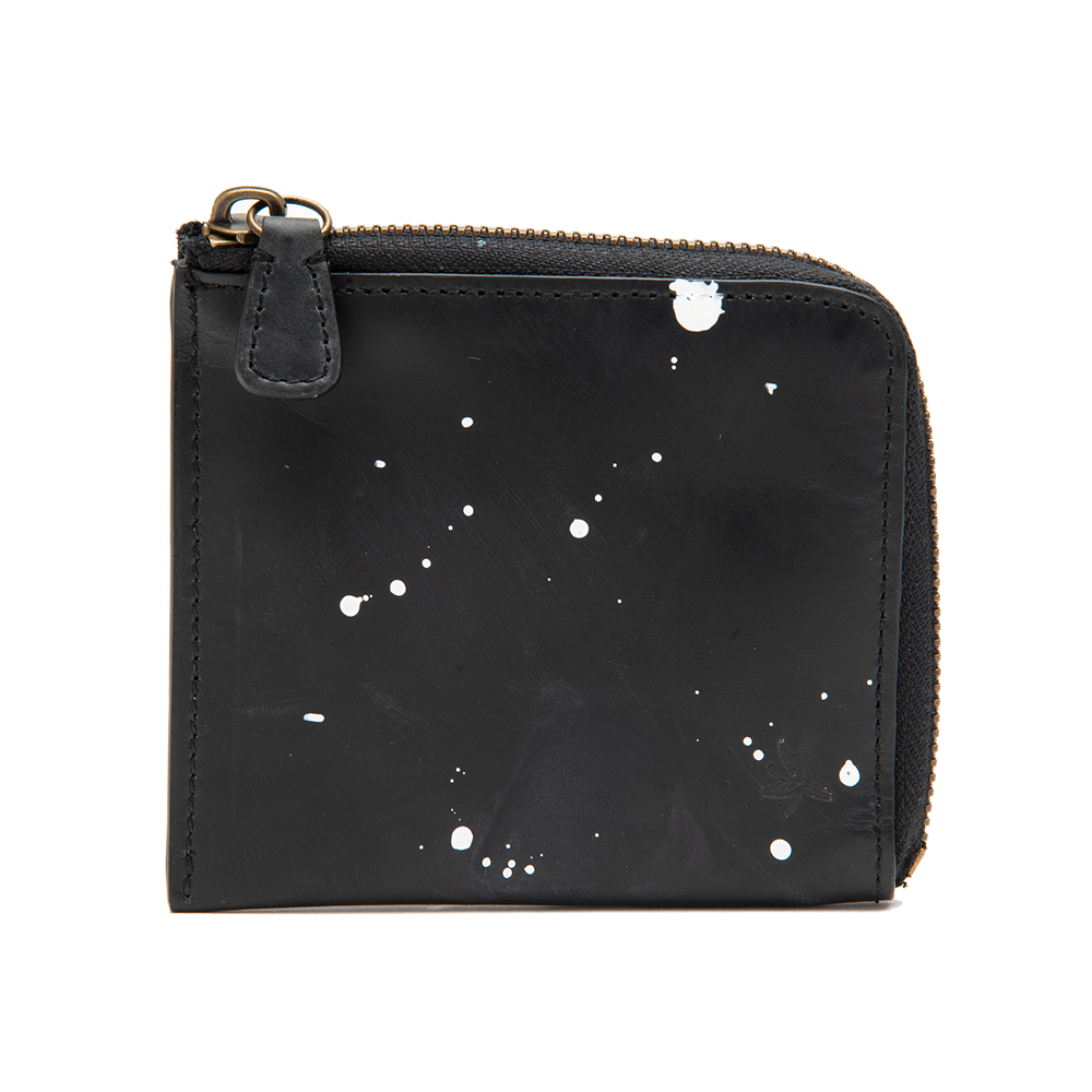 Black with White Accents Zip Wallet