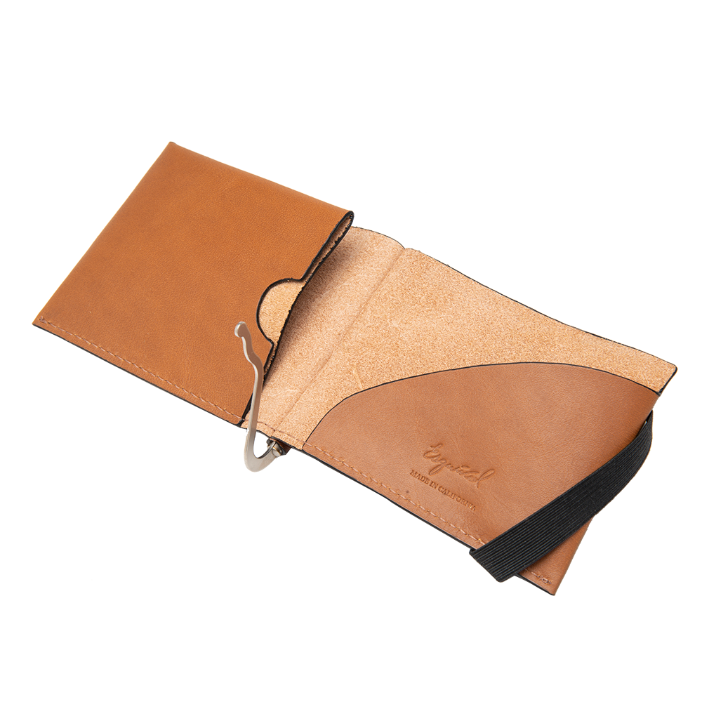 Brown Leather Wallet with Adjustable Money Clip