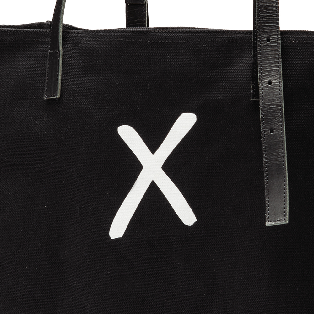 Black Canvas Tote - White X