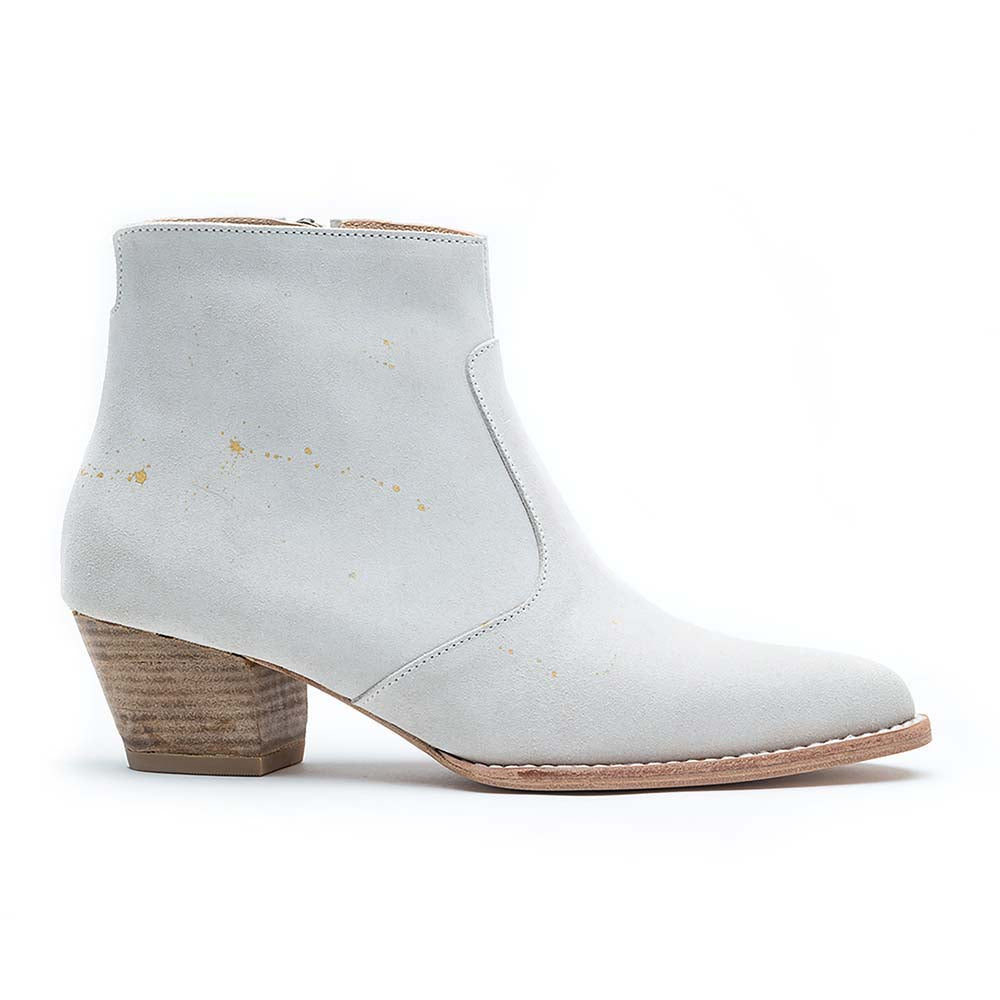 Women's Jane White Suede Gold Accents