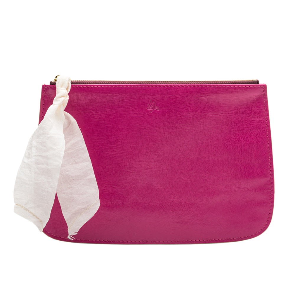 Hot Pink Leather Clutch