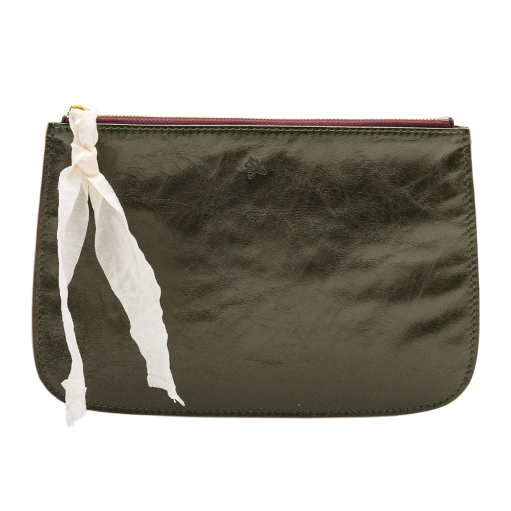 Olive Leather Clutch