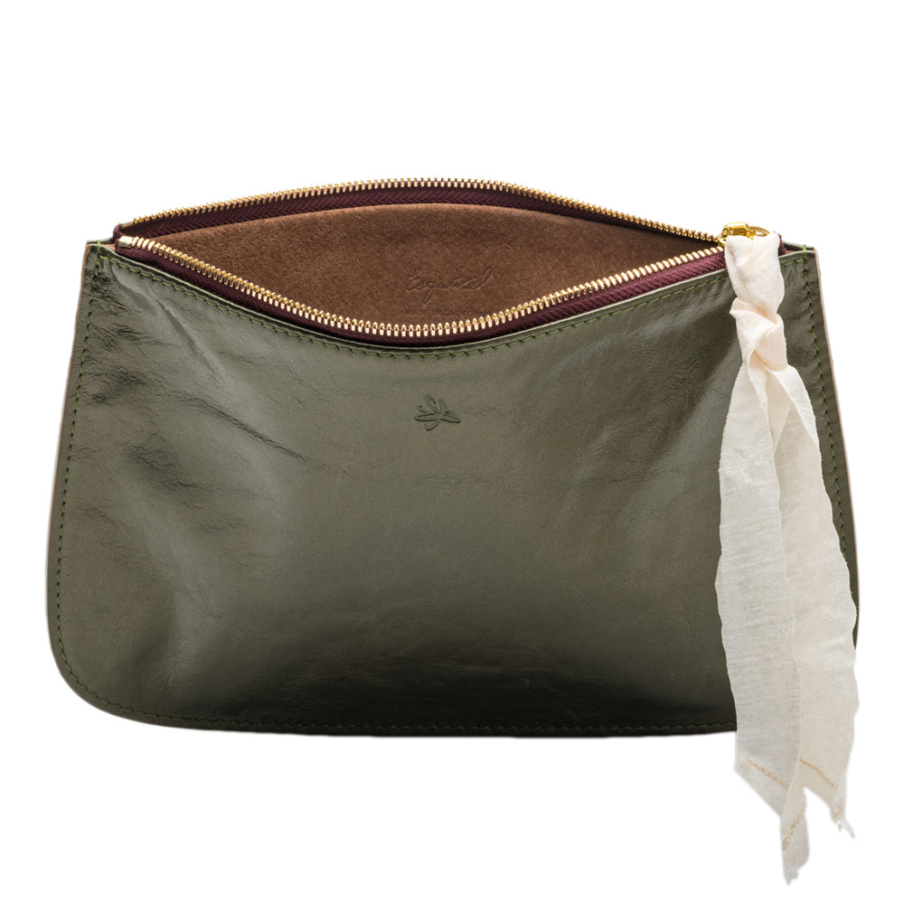 Olive Leather Clutch